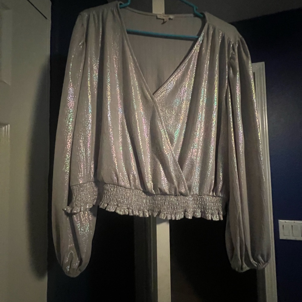 PEACH Shimmering Silver Women's Top